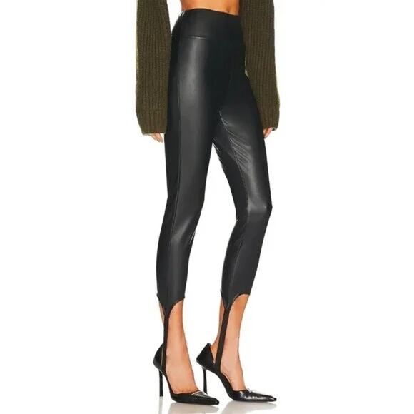 NWT Weworewhat Buttery Faux Leather High Waisted Ankle Stirrup Leggings S Black - Picture 5 of 16